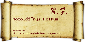 Mozolányi Folkus névjegykártya